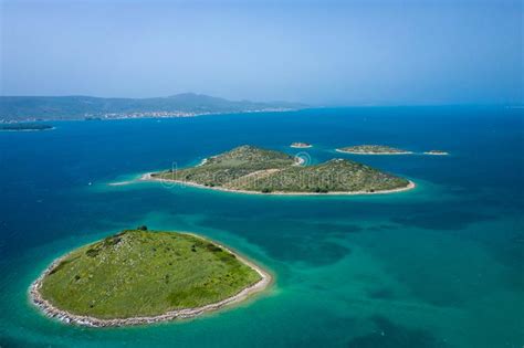 Aerial View Of Heart Shaped Island Of Galesnjak In Zadar Archipelago