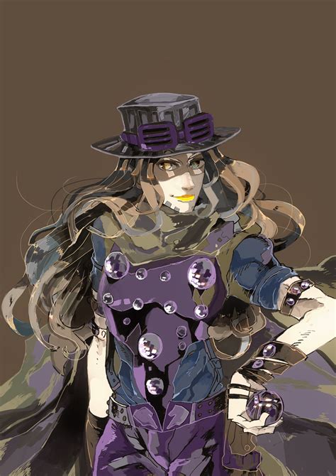 Safebooru 1boy Ball Beard Blue Eyes Brown Hair Cape Facial Hair Gyro Zeppeli Harara Hat Jojo