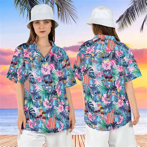 Cute Stitch Beach Hawaiian Shirt Lilo And Stitch Hibiscus Aloha Shirt