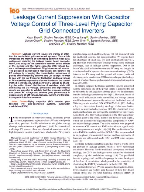 PDF Leakage Current Suppression With Capacitor Voltage Control Of