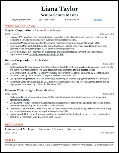 5 Senior Scrum Master Resume Examples For 2024