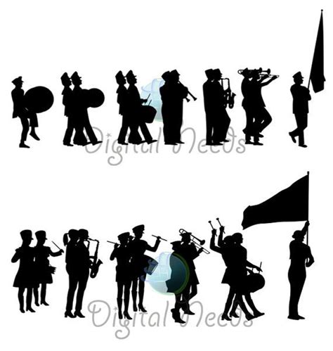 20 Marching Band Silhouettes Clip Art / School Silhouettes / png and ...