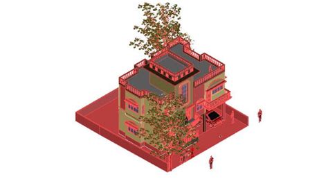 3d view of house in auto cad software - Cadbull