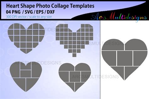 Heart Shape Photo Collage Template Photo Collage Svg Heart Etsy