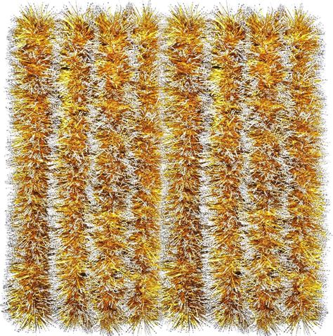 LATERN 10M Christmas Tinsel Garland Gold Color Metallic Tinsel Chunky