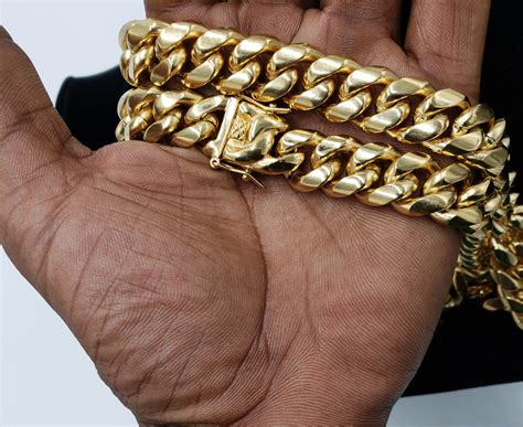 14mm 14k Gold Plated Miami Cuban Link Chain Left Lane J