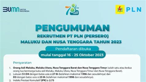 Lowongan Kerja Pt Pln Group Putra Putri Asli Maluku Dan Nusa Tenggara