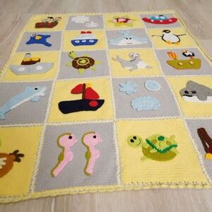 Crochet Animal Baby Blanket, Knit Animals Motif Blanker, Colorful Knit ...