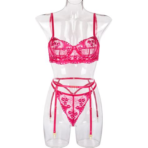 Hot Pink Sexy Lingerie Three Pieces Set Vp Clothes