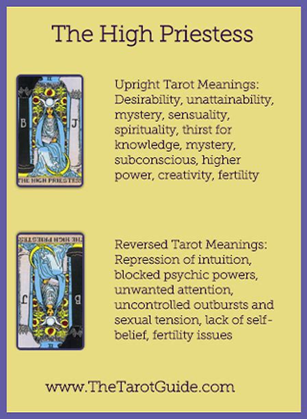 The High Priestess Tarot Flashcard Upright And Reversed Meaning By The