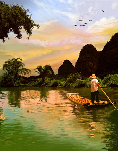 Guilin, China Painting by Ficklestix on DeviantArt