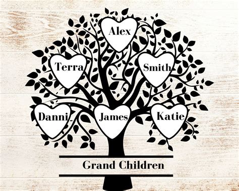 Family Tree Svg 6 Members, Custom Family Tree Svg 6 Names, Family ...