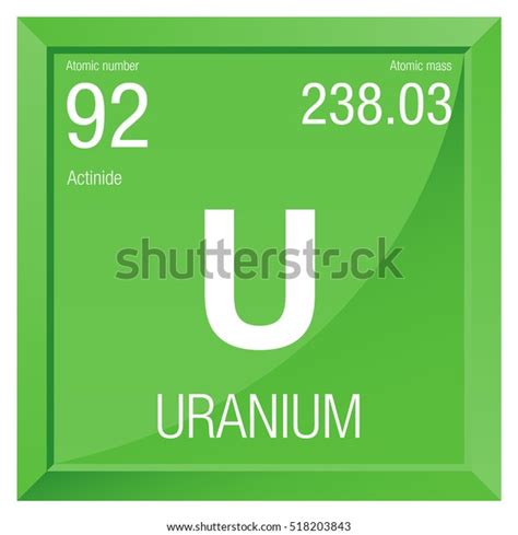 Uranium Symbol Element Number 92 Periodic Stock Vector Royalty Free