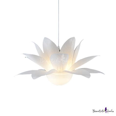 Lotus Shaped Acrylic Panel Chandelier Contemporary 1 Bulb White Hanging