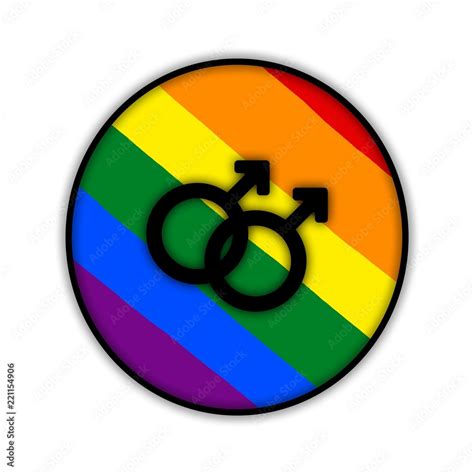 Rainbow Gay Couple Pride Flag Circle Symbol Of Sexual Minorities Two Man Stock Illustration