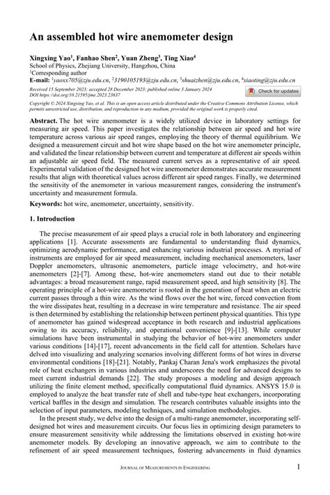 Pdf An Assembled Hot Wire Anemometer Design