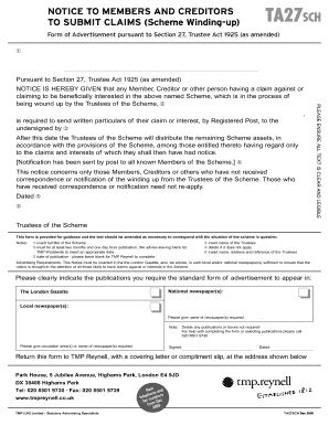 Fillable Online Tmp Reynell Advertising Form Ta Sch Notice To Members