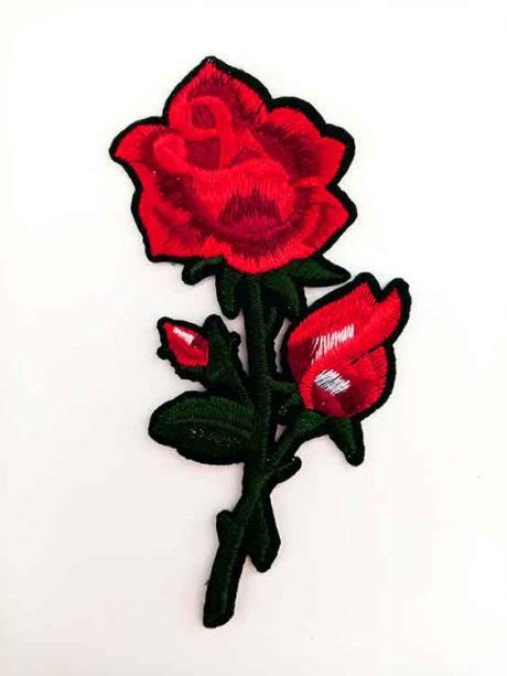 Iron On Embroidered Red Rose Patch 5 X 12 5 Cm Sew Irish