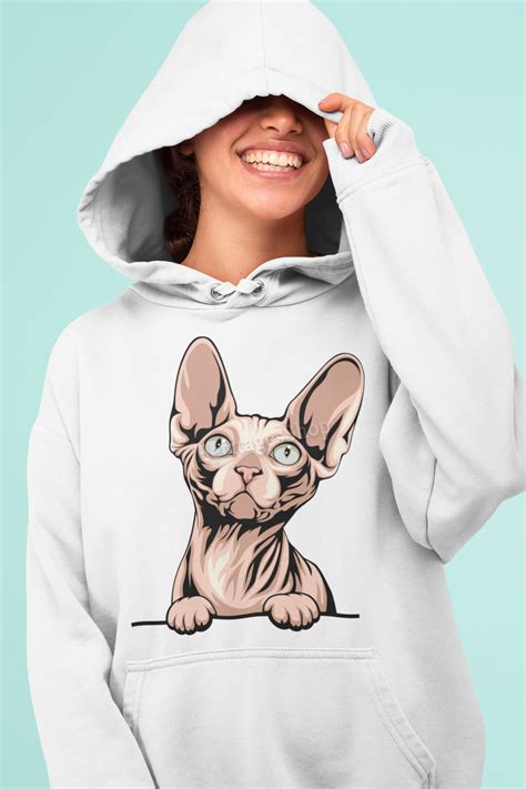 Sphynx Nude Cat Breed Illustration Peeking Line Peekaboo Svg Png Commercial License