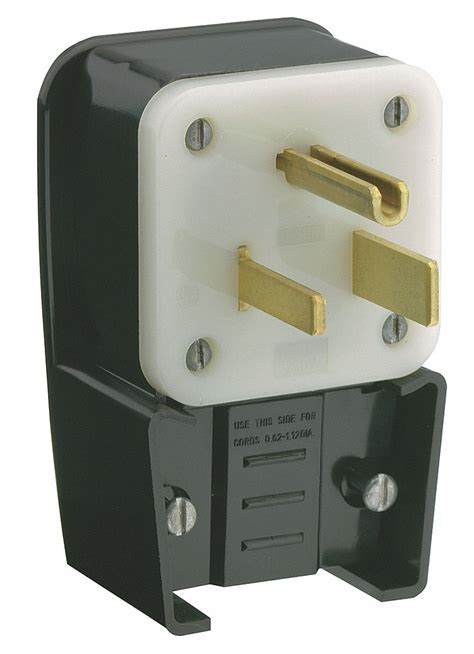 Leviton A Industrial Grade Angle Straight Blade Plug Black White