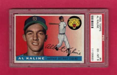 1955 Topps 4 Al Kaline Detroit Tigers Psa 6 Exmt 2nd Year Card