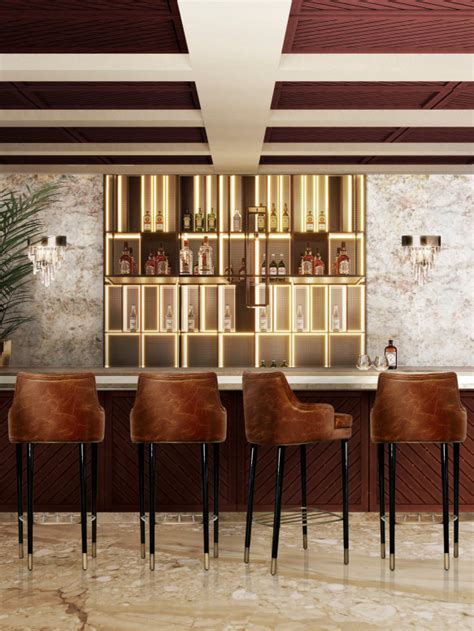 Modern Lounge Bar Design With Brown And Neutral Colors - Home's Society