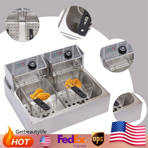 5000w 12l Commercial Restaurant Electric Deep Fryer Dual Tank Stainless