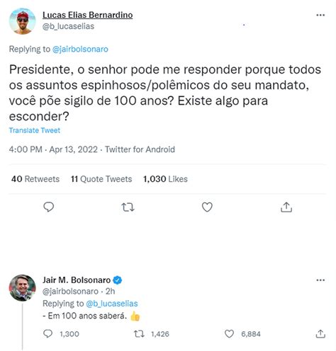 Em 100 Anos Saberá Responde Bolsonaro Sobre Motivo De Sigilo Para