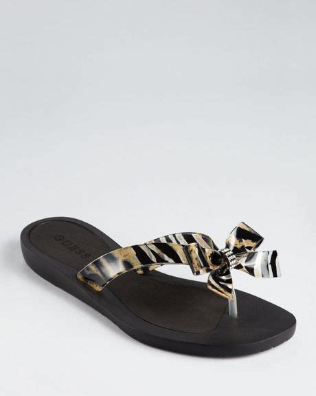 Guess Flip Flops Tutu Bow In Brown Leopard Lyst