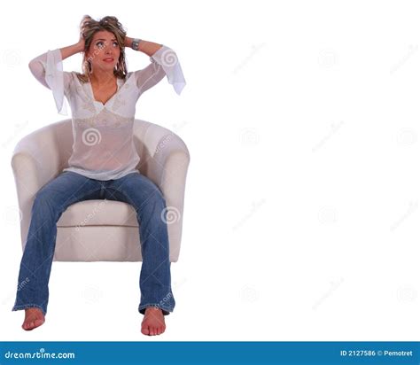 La Tension Blonde De Fille Et Se Confondent Photo Stock Image Du Caucasien Contrainte