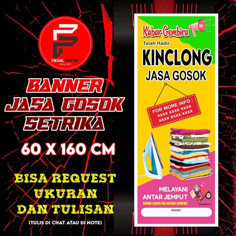 Banner Jasa Setrika Pakaian Spanduk Jasa Gosok Baju Banner Ukuran