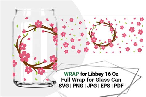 Sakura Svg For Libbey 16 Oz Can Glass Graphic By Bazarova · Creative