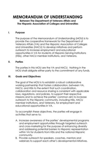 Memorandum Of Understanding Templates Format