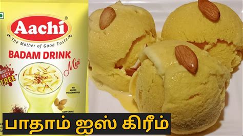 Aachi Badam Drink Mix Ice Cream Recipe In Tamil How To Make Ice Cream