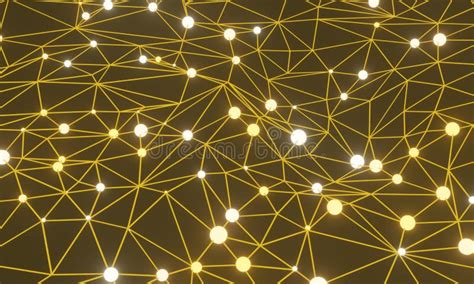 3d Yellow Data Network Abstract Grid Background Stock Illustration