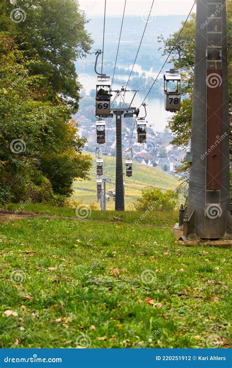 Cable Car Takes Guests Up To The Niederwald Monument Editorial