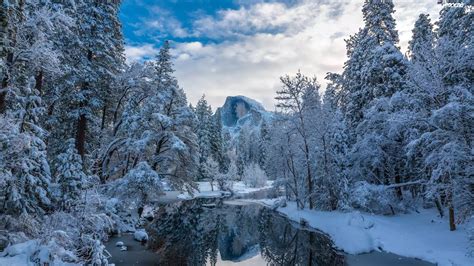 Stany Zjednoczone Stan Kalifornia Park Narodowy Yosemite Zima G Ry