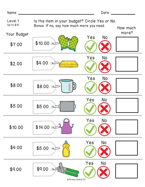 Budget Worksheets Do You Have Enough Money Life Skill Math For Spec Breezy Special Ed