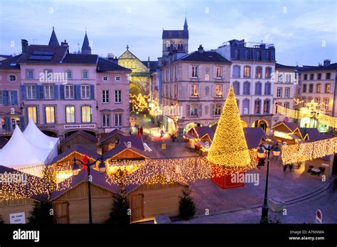 France Vosges Epinal Place Des Vosges Christmas Market Stock Photo