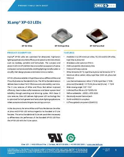 Xpgdwt Fbe Datasheet Creeleds Xlamp Xp G Leds Are