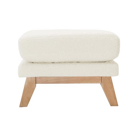 Miliboo Pouf repose pieds déhoussable scandinave en tissu effet laine