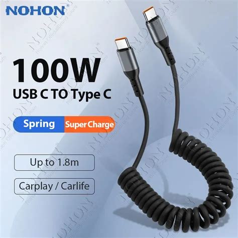 Nohon Coil W Ultra Fast Charging Usb Type C Cable Spring W A