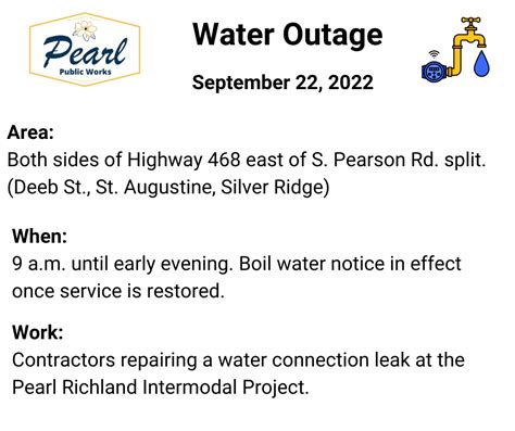 Water Outage Alert: 9.22.22 - City of Pearl