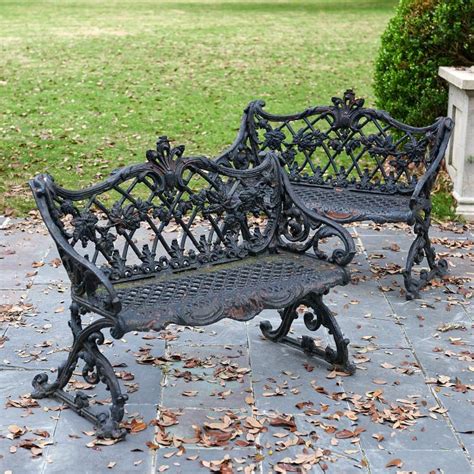 Nice Pair Antique Cast Iron Garden Benches