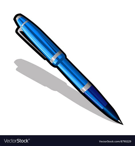 Blue Ballpoint Pen On A White Background Vector Image