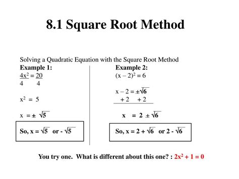 Ppt Ch Quadratic Equation Solving Methods Powerpoint Presentation