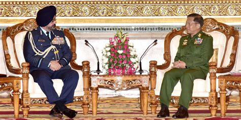 Senior General Min Aung Hlaing Meets Indian Air Chief Marshal Bs Dhanoa