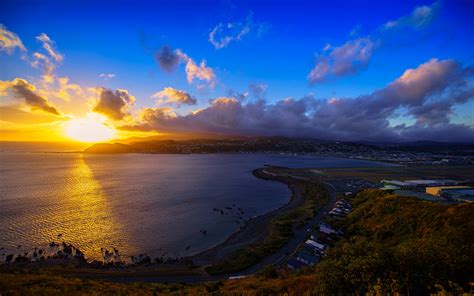 壁紙1920x1200ニュージーランド風景写真海岸朝焼けと日没Wellington雲自然ダウンロード写真