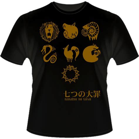 Camisa Nanatsu No Taizai Simbolos Pecados Capitais Meliodas Camiseta