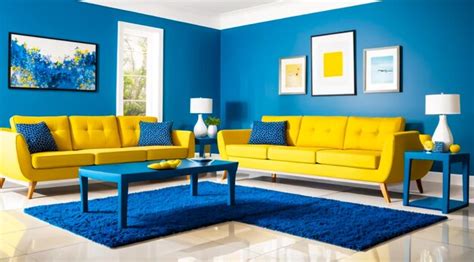 Premium AI Image | a stylish modern living room with a bluepainted wall